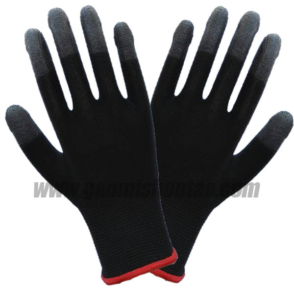 黑PU浸指手套 PU檢查手套(圖1) PU浸指手套 PU檢查手套